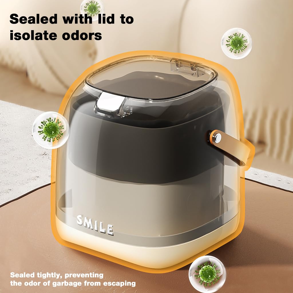 HASTHIP Desk Waste Bin for Office and Dorm featuring Lid and Handle 2L ABS PET | Easy Cleaning