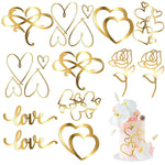 HASTHIP Love Flower Cake Toppers 12 Pcs for Birthday Cakes with Acrylic Hearts | Cute Decoration