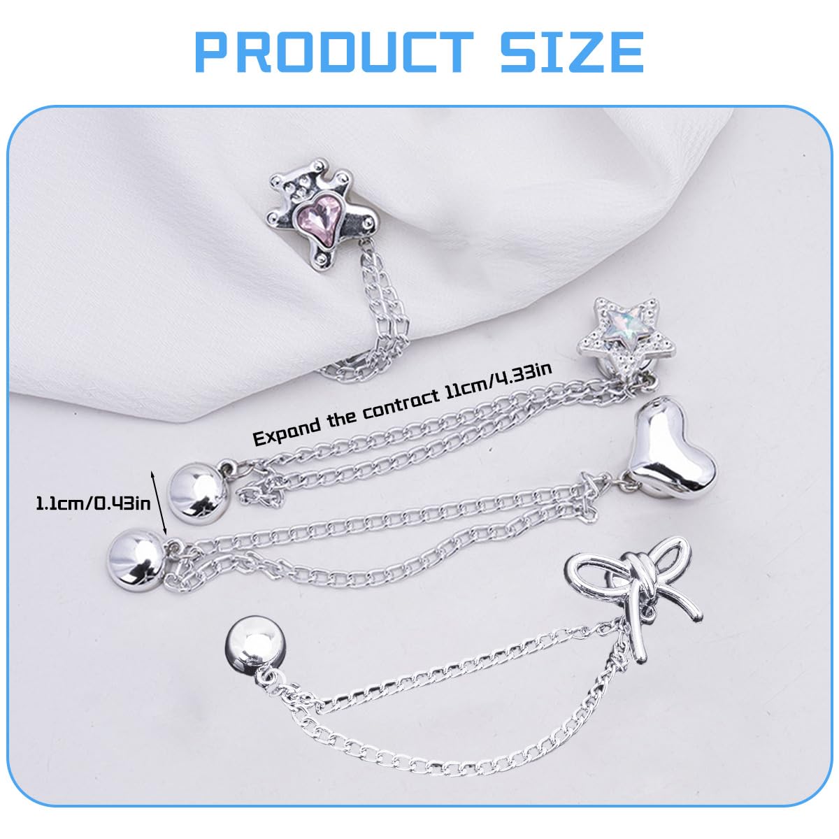 HASTHIP Hijab Magnets Buttons 4Pcs for Shirt Hem Adjustment with Strong Magnetic Grip | Silver Alloy Clips for Stylish Y2K Outfits
