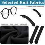 HASTHIP Specs Holder Glasses Ear Cushions for Secure Fit featuring 2 Pairs Black Knit Fabric | Soft Non Slip Temple Sleeves