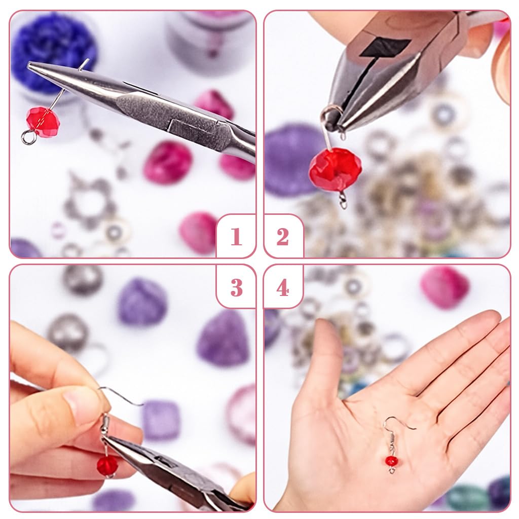 HASTHIP Jewelry Making Tool Set for DIY Crafts with Ergonomic Non Serrated Pliers | 8 Pieces