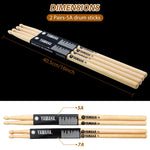 5A Drum Sticks Maple Drumsticks, 2 Pair 16inch Drum Sticks Set, Wood Drumsticks Drum Accessories for Adults & Youth, Oval Wood Tip, Perfect for Pros and Beginners