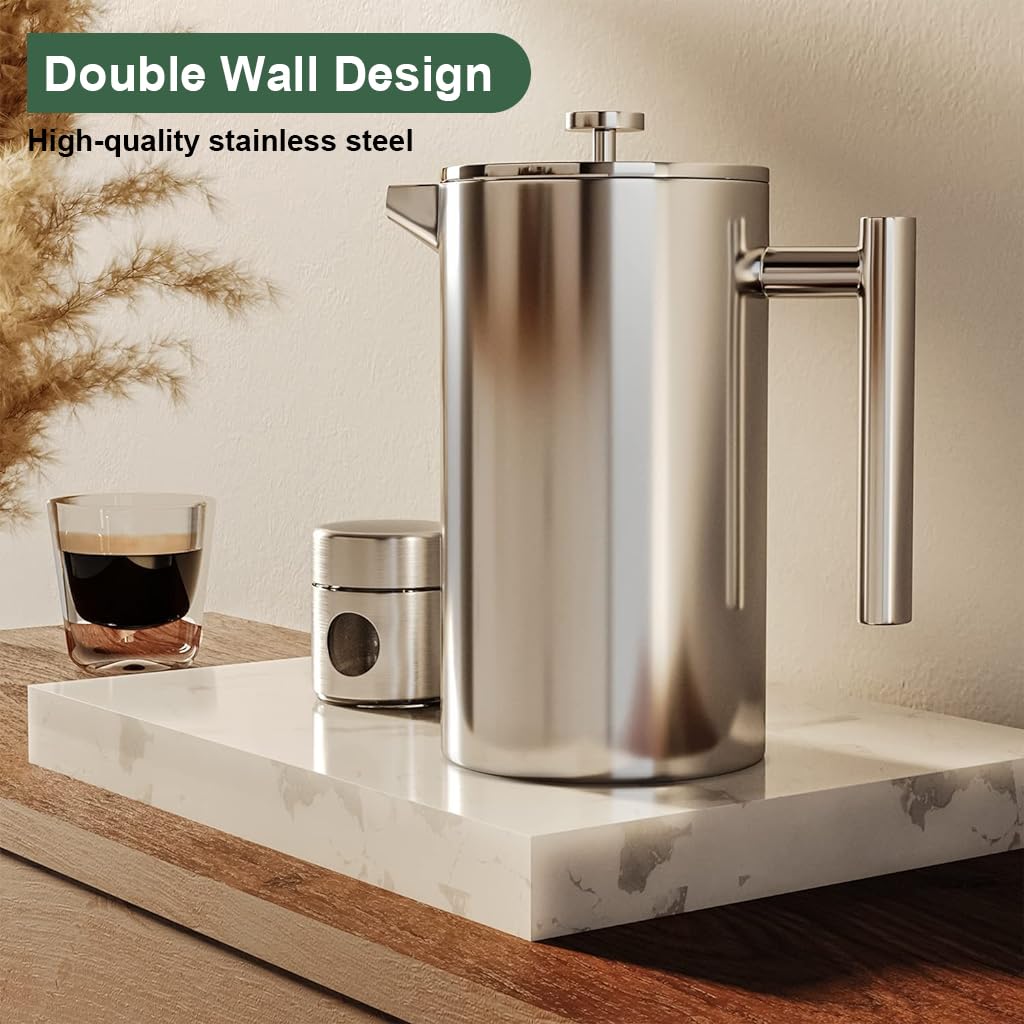 HASTHIP® French Press Coffee Maker, 800ML Metal Insulated Coffee Tea Makers