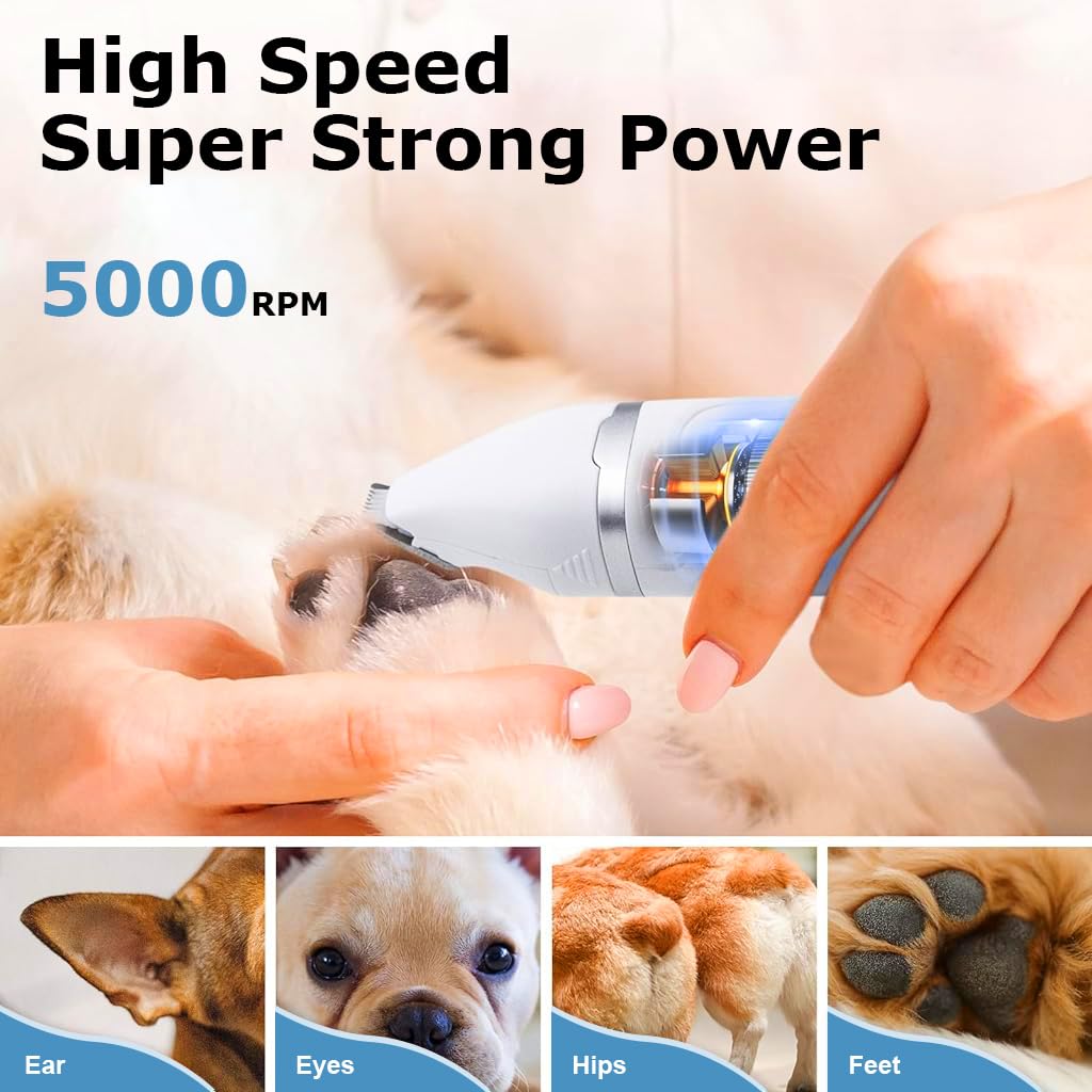 HASTHIP 4-in-1 Electric Dog Grooming Kit with USB Rechargeable Trimmer