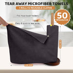 HASTHIP Microfiber Cleaning Cloth Roll 50 Pack 9.8 in Precut Wipes for Kitchen and Car | Reusable Polyester Non Scratch Towels