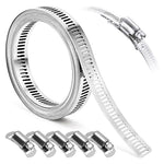 6.6ft Hose Clamp Roll 304 Stainless Steel Hose Clips with 5 Fastening Bolts Attachment Cuttable Hose Clamp