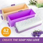 HASTHIP Silicone Soap Mold for DIY Soap Making 1200g Capacity with Wooden Box and Dual Cutters