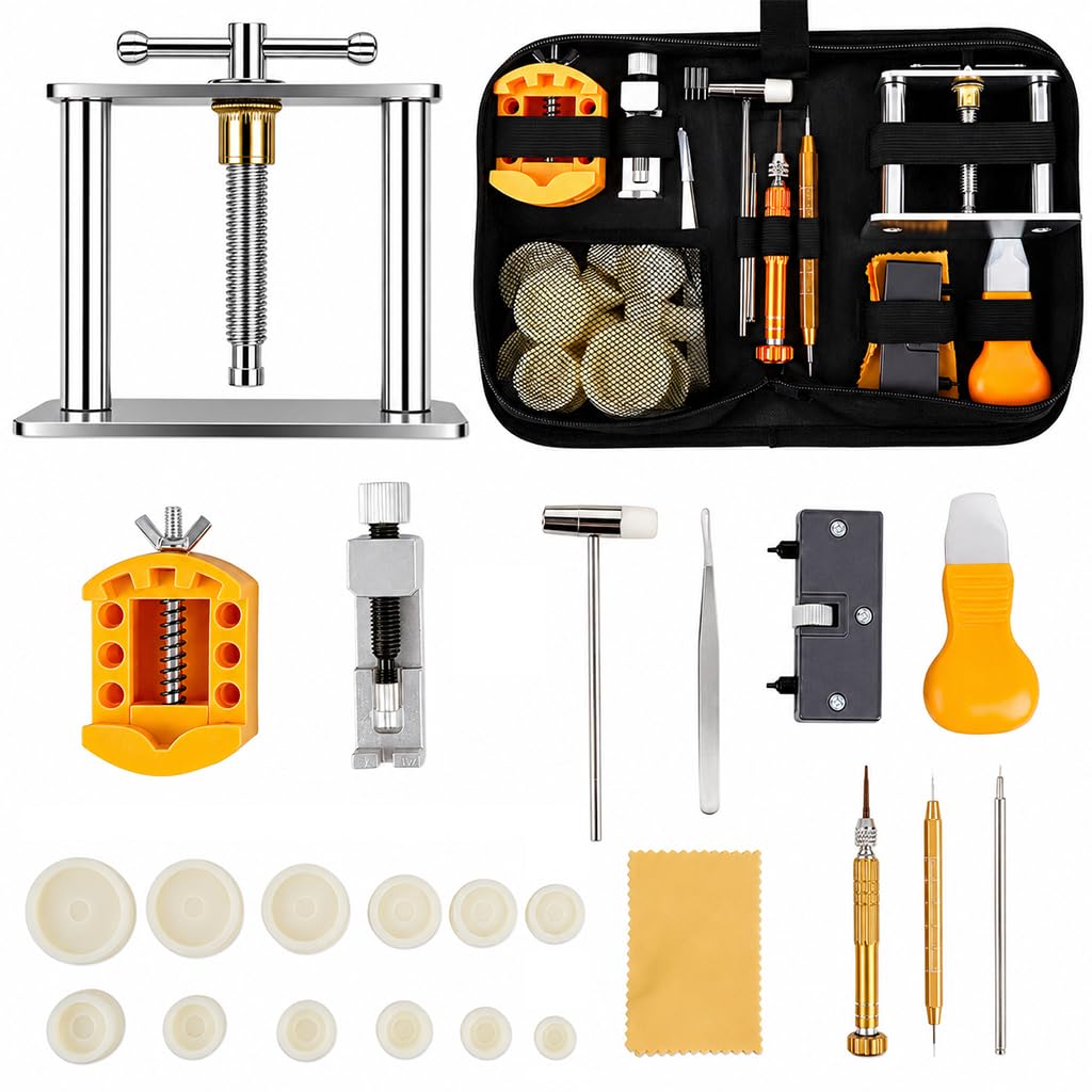 HASTHIP Watch Repair Kit with Watch Press, Case Back Opener & Link Remover