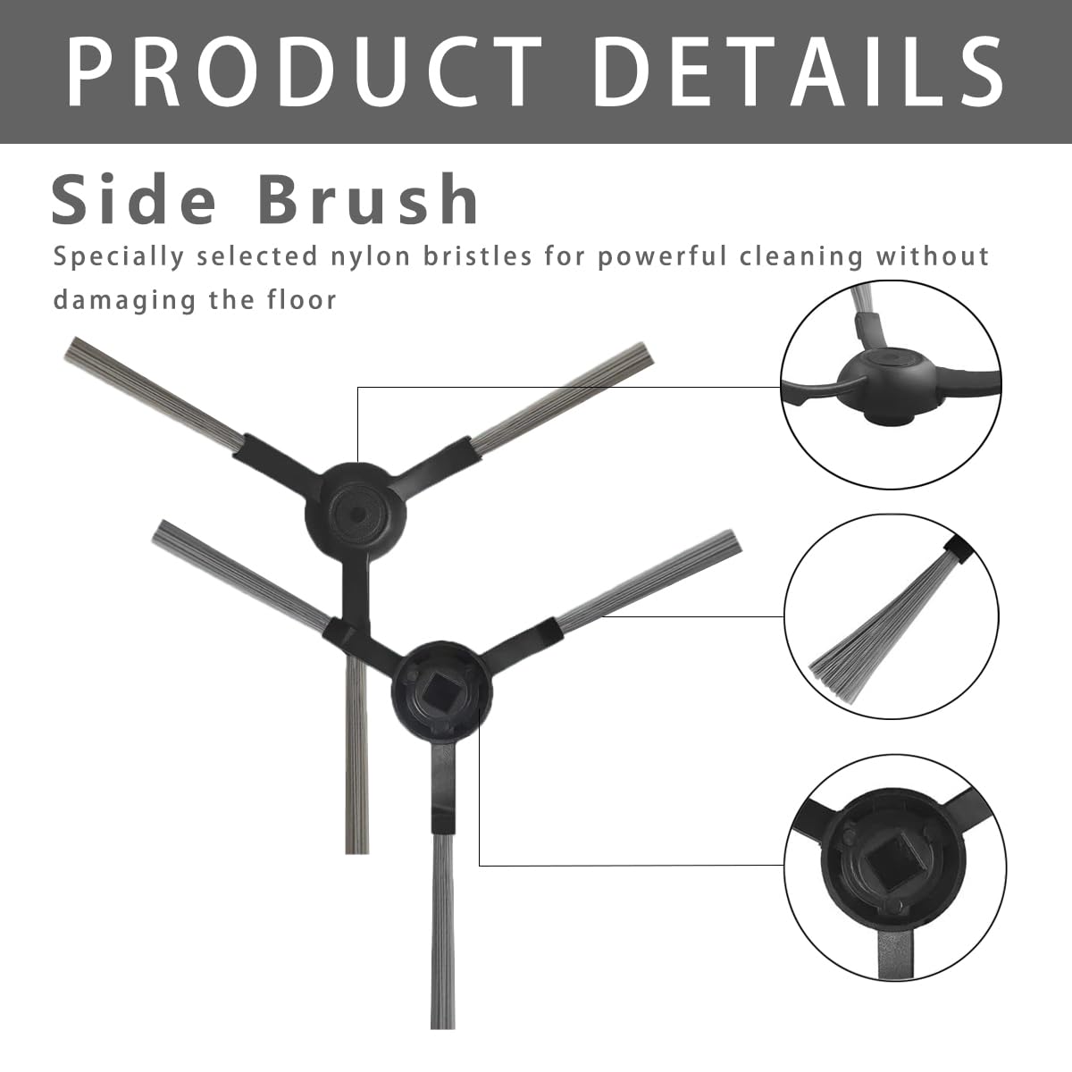 HASTHIP Side Brushes for Mi Robot Vacuum Mop P with Anti Tangle Design | 8Pcs Replacement Set