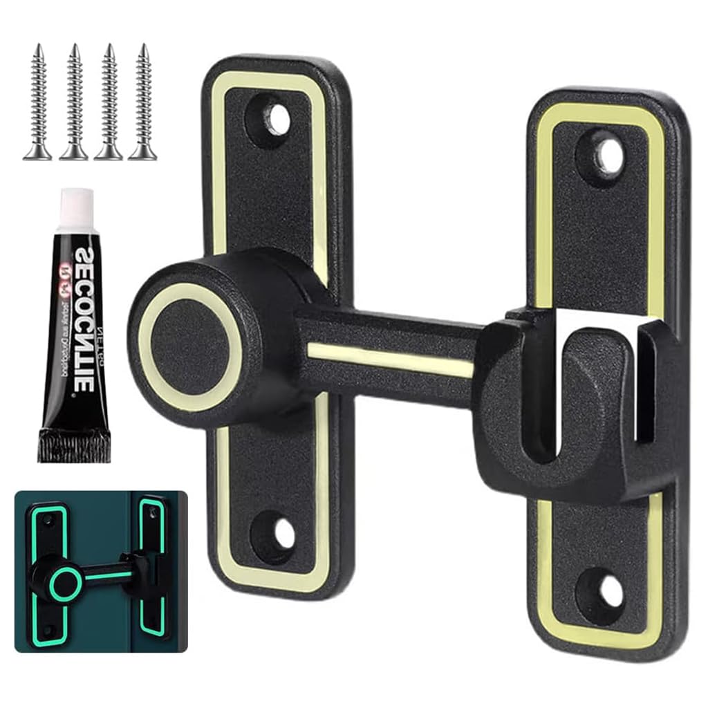 HASTHIP Door Lock for Home with 90 and 180 Degree Sliding Latch in Frosted Black | Zinc Alloy