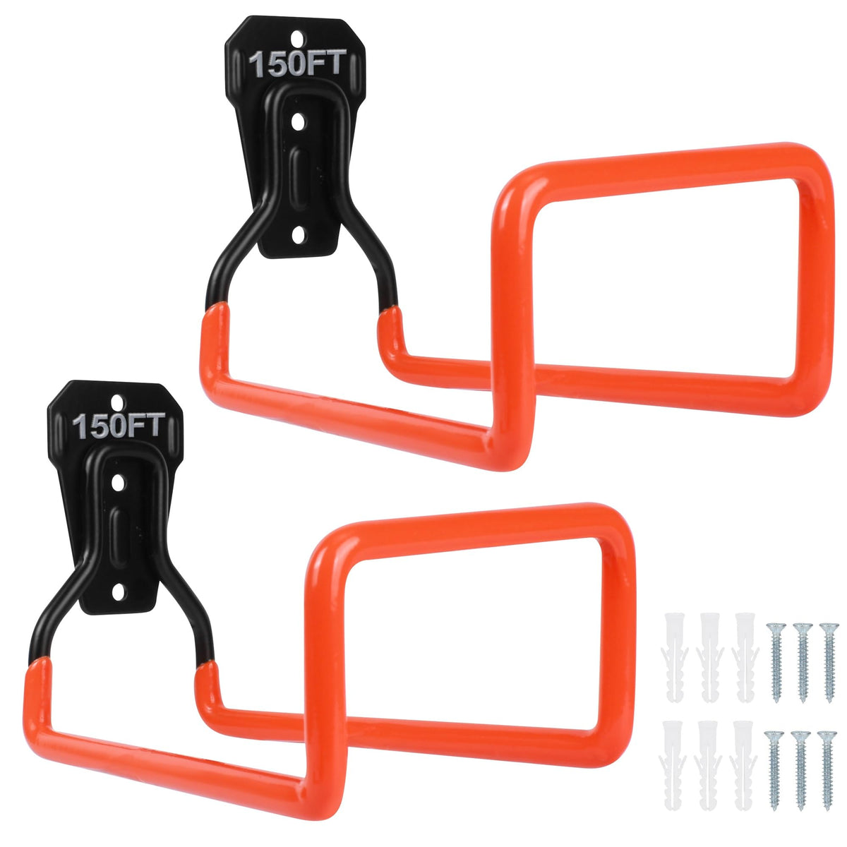 HASTHIP Metal Garden Hose Holder for Wall Mount with Screw Attachment | 2Pcs Orange