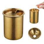 HASTHIP Car Ash Tray for Home Office and Car with Funnel Lid & Cigarette Holder | 3.9 in Golden Stainless Steel