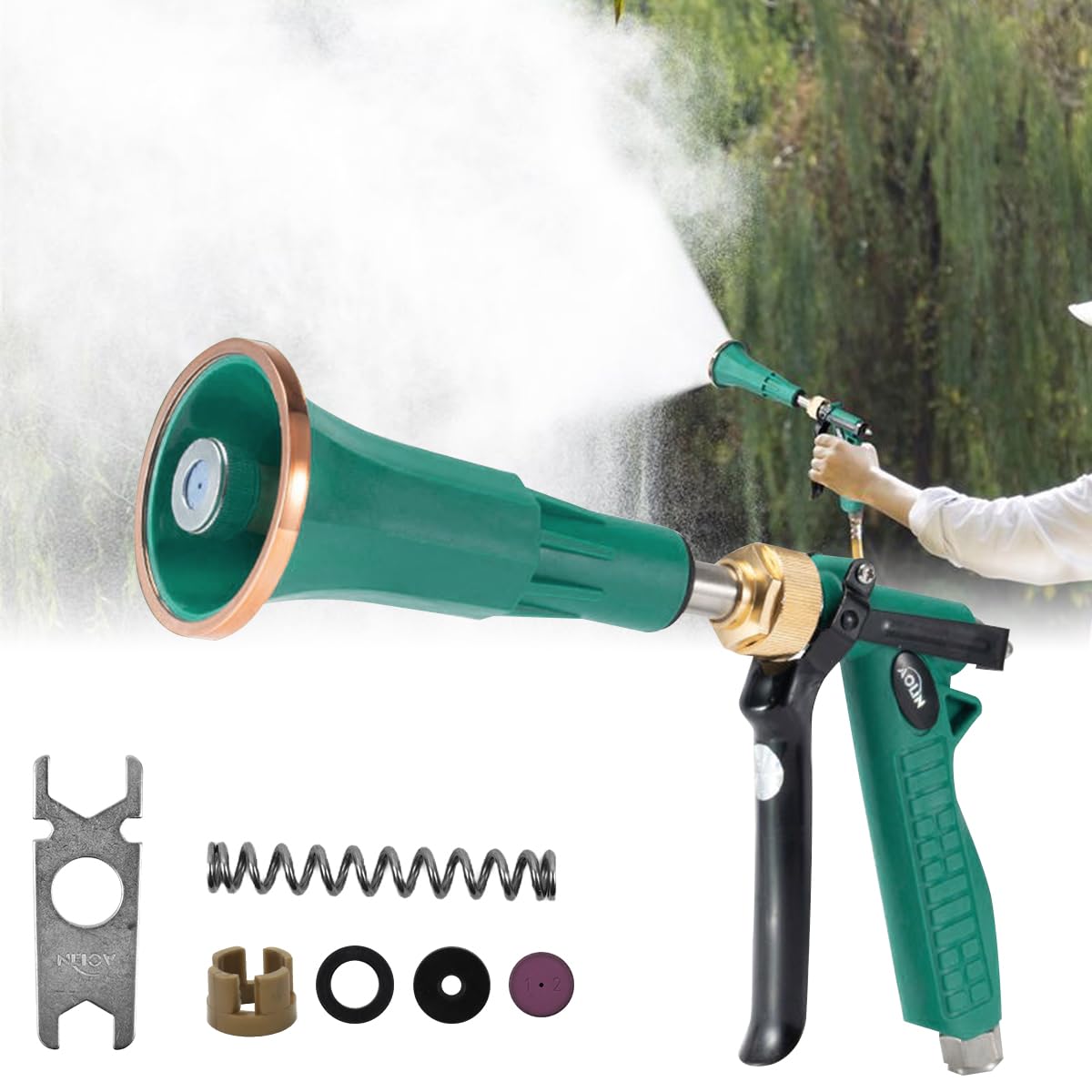 HASTHIP Pressurized Mist Sprayer for Pest Control and Garden Watering with Ceramic Nozzle and Ergonomic Handle | Adjustable Flow Green Plastic Design