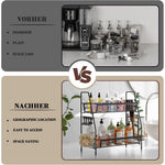 HASTHIP Desk Organizer Rack for Office and Kitchen Use with Double Layer Storage 35.5x20x33 cm | Metal Mesh Design and Side Hanging Case