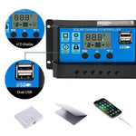 HASTHIP Solar Charge Controller 20A for 12V 24V Lead Acid Battery with LCD Display and Dual USB | Timer Control and Multi Protection