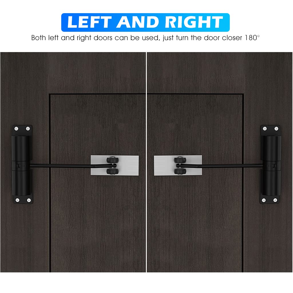 HASTHIP Door Closer for Home and Office with Adjustable Spring Mechanism 25 kg Load | Quiet Zinc Alloy Black