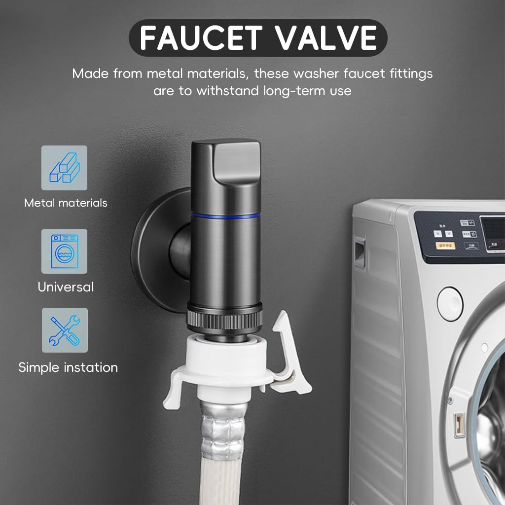 HASTHIP Washing Machine Tap for Laundry Use with Universal 1/2 inch Connector and Full Metal Design