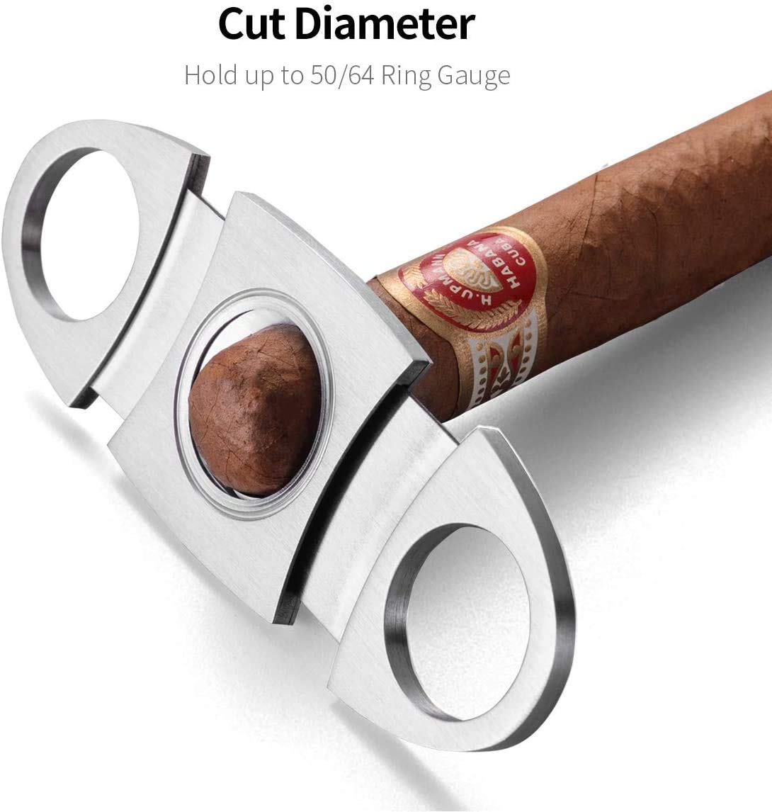 Stainless Steel Pocket Cigar Tool Cigar Cutter with Double Guillotine Cutter Blades Nipping Off The end of Cigar for Most Size of Cigars (Multicolour)