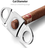 Stainless Steel Pocket Cigar Tool Cigar Cutter with Double Guillotine Cutter Blades Nipping Off The end of Cigar for Most Size of Cigars (Multicolour)