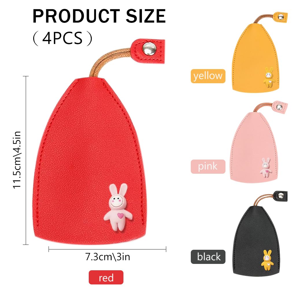 HASTHIP Car Key Case for Cute Key Storage with Pull Out Design and PU Leather | 4 PCS Set