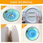 HASTHIP Spring Plate Hangers for Home Wall Decor featuring Secure Spring Mechanism and Golden Stainless Steel Fit 5.5 to 8 in Plates