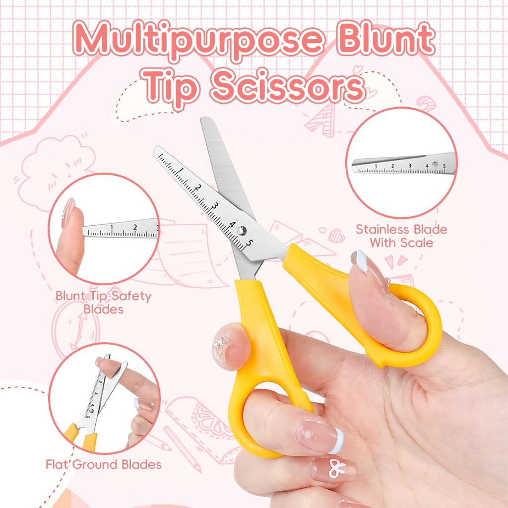 HASTHIP Kids Scissors for Art and Craft with 5 cm Scale featuring Round Tip Blades | Stainless Steel 3 Pcs Set