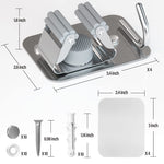 HASTHIP Broom Holder Wall Mounted for Bathroom and Kitchen with Adhesive Mount | 2 Pcs SUS304 Stainless Steel Mop Rack for Handles up to 2.8 cm