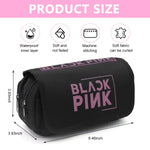 Blackpink Prints Cosmetic Bag Organizer Pencil Box Case Large Capacity Double Zippers Pouch for Blackpink Fans, Fashion Stationary Bag for Women School Girls Boys Gifts