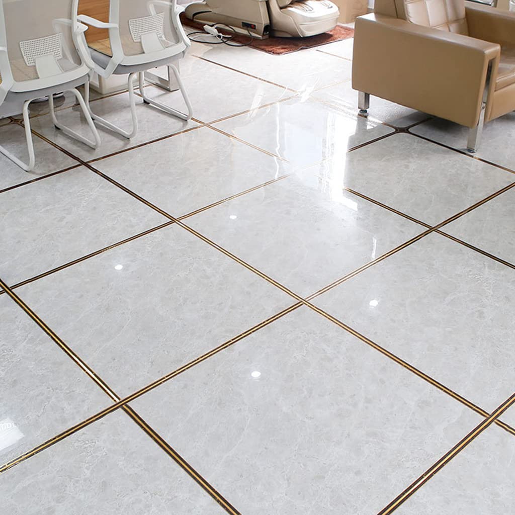 HASTHIP Floor Tiles Stickers for Walls and Floors with Self Adhesive PVC Design 2.5cm×5m | Black Golden Waterproof Tape