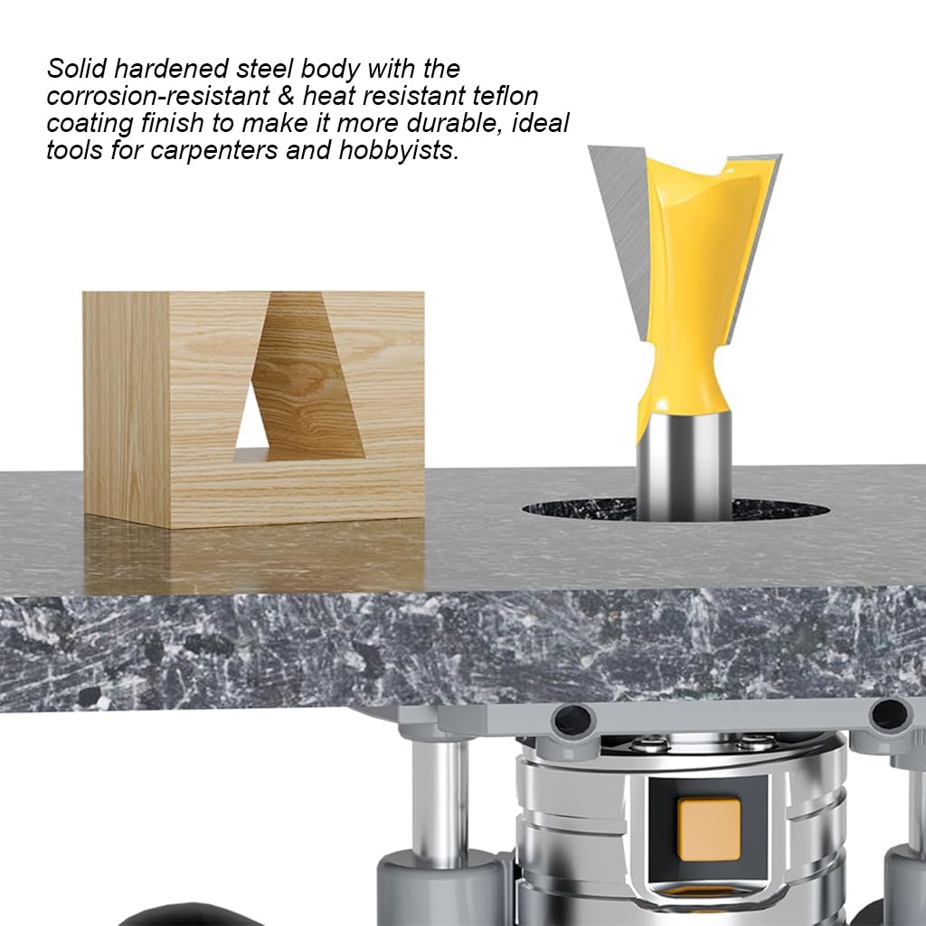 HASTHIP® Router Bit Set with 1/4'' Shank, 5 Sizes Groove Milling Cutters, Tungsten Steel Router Bits Set, Cutting Dia in 1/4" 3/8" 1/2" 5/8" 3/4", Woodworking Milling Cutter Tools for Woodworking