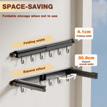 HASTHIP Folding Clothes Drying Stand for Bathroom and Balcony with 30.8x70cm Dual Row | Aluminum Steel Wall Mounted Design with 6 Hooks