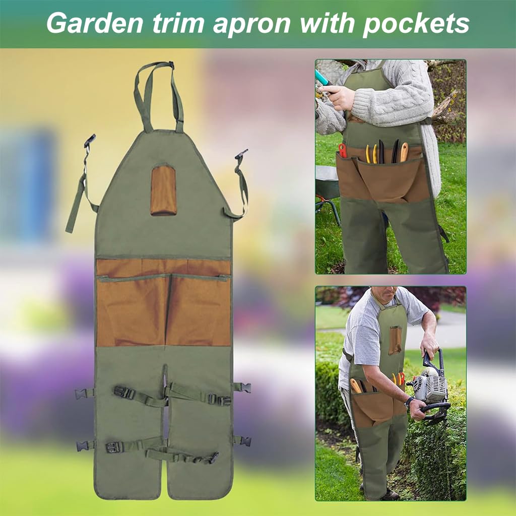 Gardening Apron Long Working Apron for Men Women Heavy Duty Oxford Cloth Workshop Apron with Large Pockets & Leg Cover Utility Apron for Metalworking, Gardening, Carpentry