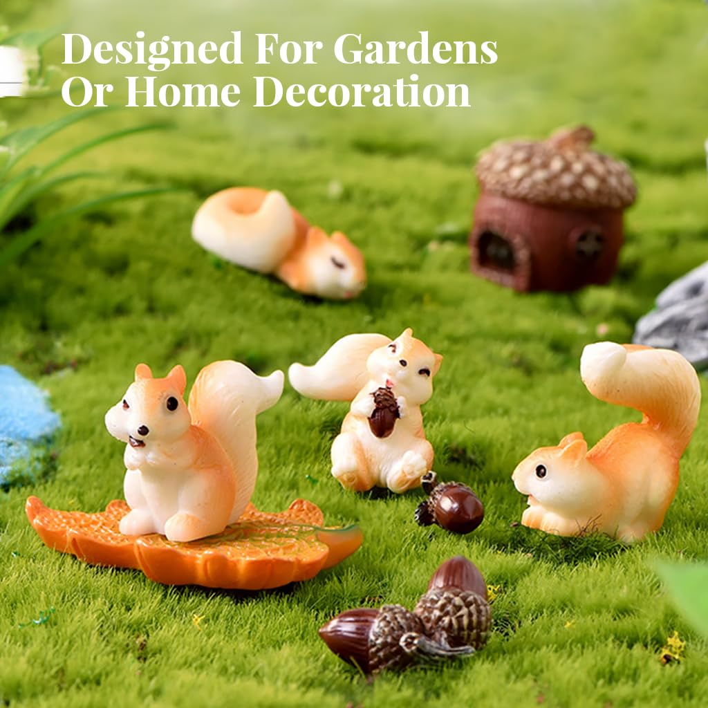 HASTHIP® 8Pcs Squirrel Miniature Decor Mini Walnut House Decor Moss Landscape Decorations Resion Miniature Decor for Moss Landscape, Garden Ornament, Flower Pots, Dollhouse Garden Decorations