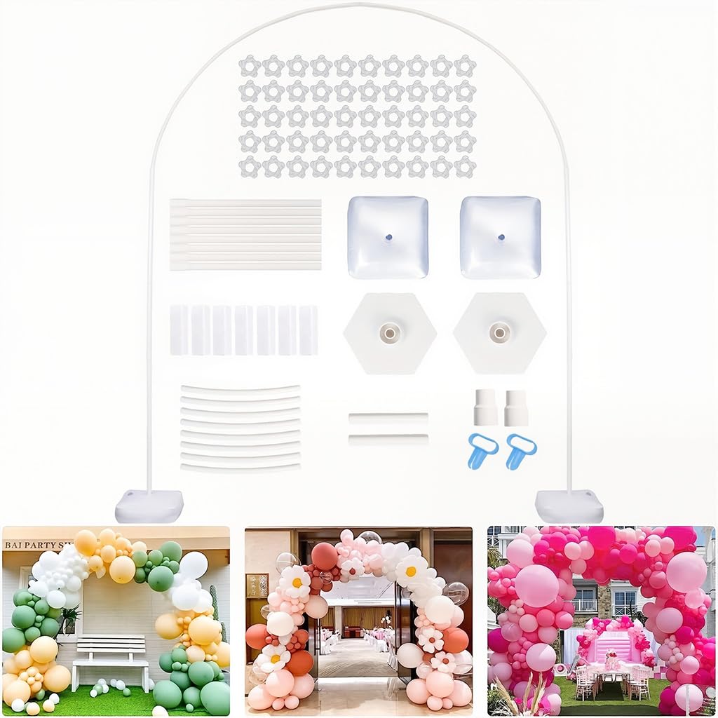 HASTHIP Balloon Stand Kit for Party Decorations with Water-Filled Base and 160cm Height | Reusable 19 Clips Set