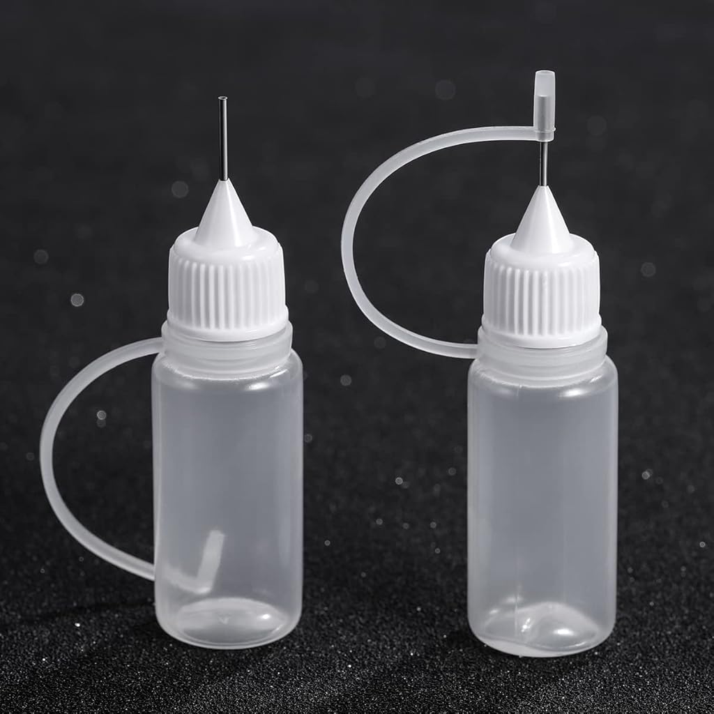 HASTHIP® 10 Pzs Botellas Aplicadoras con Punta de Aguja de Precisión 10ml,Botellas Pegamento PE para Manualidades,Pintura Acrílica Papel Tinta y Bricolaje Líquido