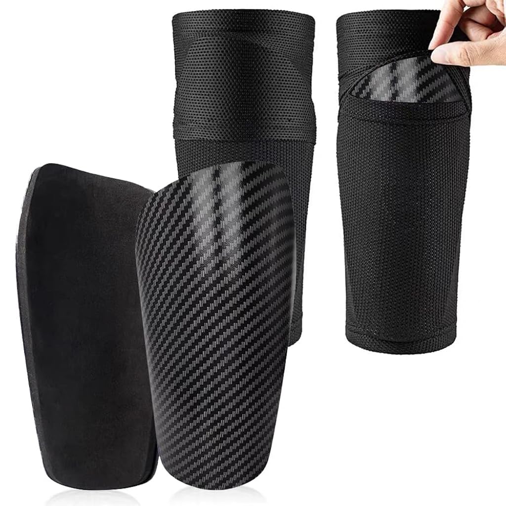 HASTHIP® Shin Guards for Football, Men's Sport Shin Pads Socks Set, Football Accessories, with Optimised Pocket for Adults Teenagers, Comfortable Breathable, Leg Protection, Size-L