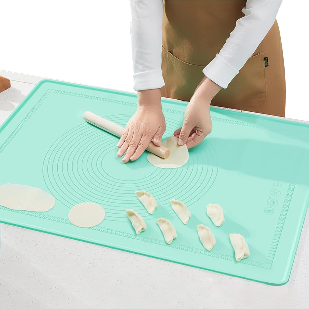 HASTHIP Silicone Baking Mat 29x21 in for Pastry and Bread with Edge Heightening | Non-stick Food Grade Surface