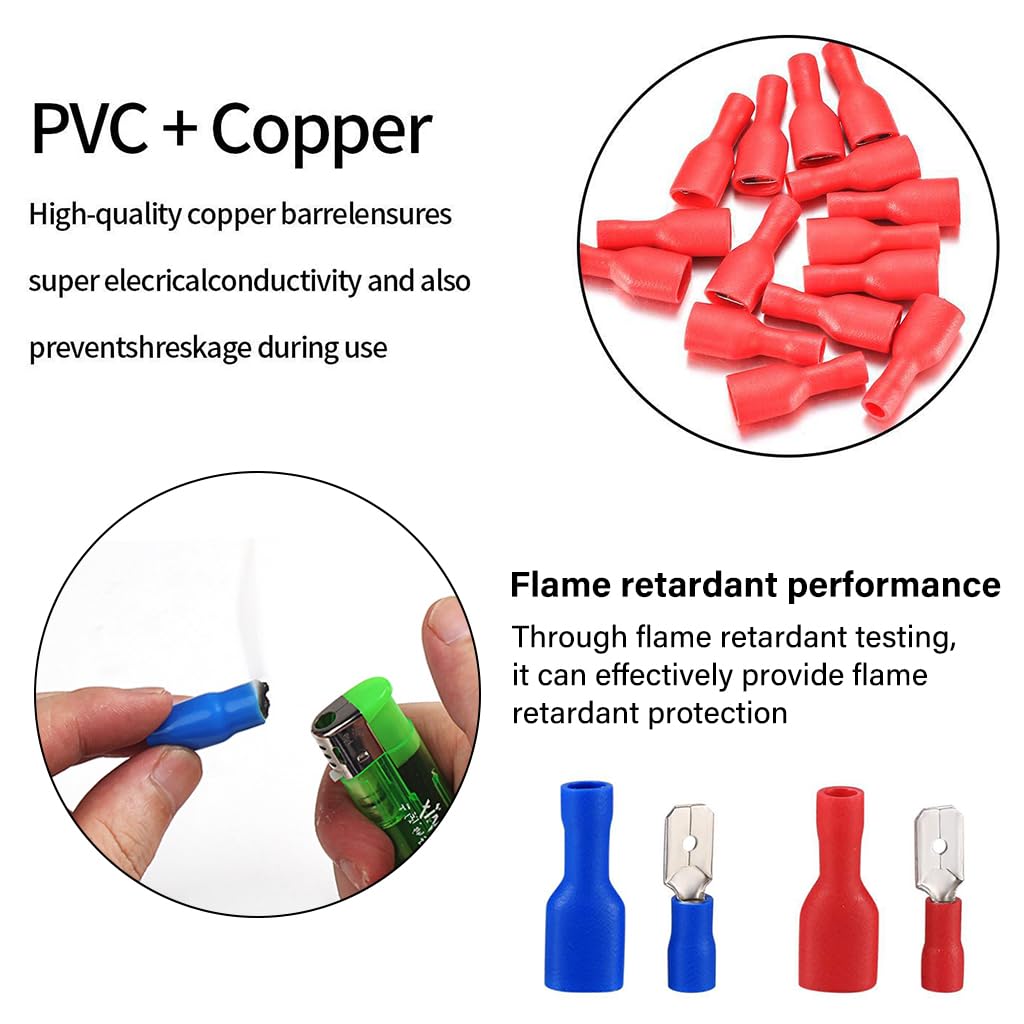 HASTHIP Wire Connector Set for Automotive and Home Wiring with 480pcs Crimp Terminals | Tinned Brass and PVC Insulated Connectors