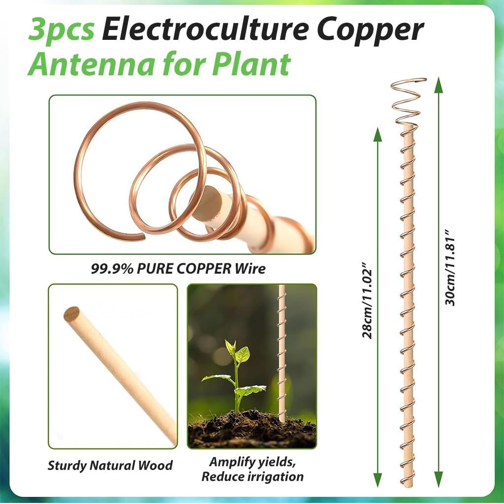 HASTHIP Copper Wire Plant Supports for Garden Use with Spiraled Design 11 in Sticks