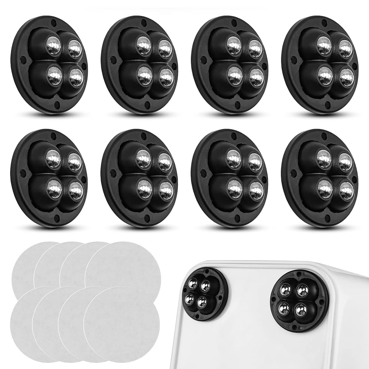 HASTHIP Wheels for Furniture Moving with 360° Swivel Design and 30 kg Load | 8 Pcs Set