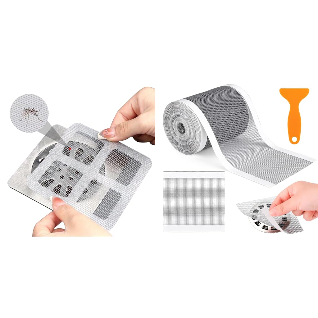 HASTHIP Disposable Shower Drain Hair Catcher for Bathroom with 4mm Holes | 20 Pack 4x4 in & 13ft Mesh