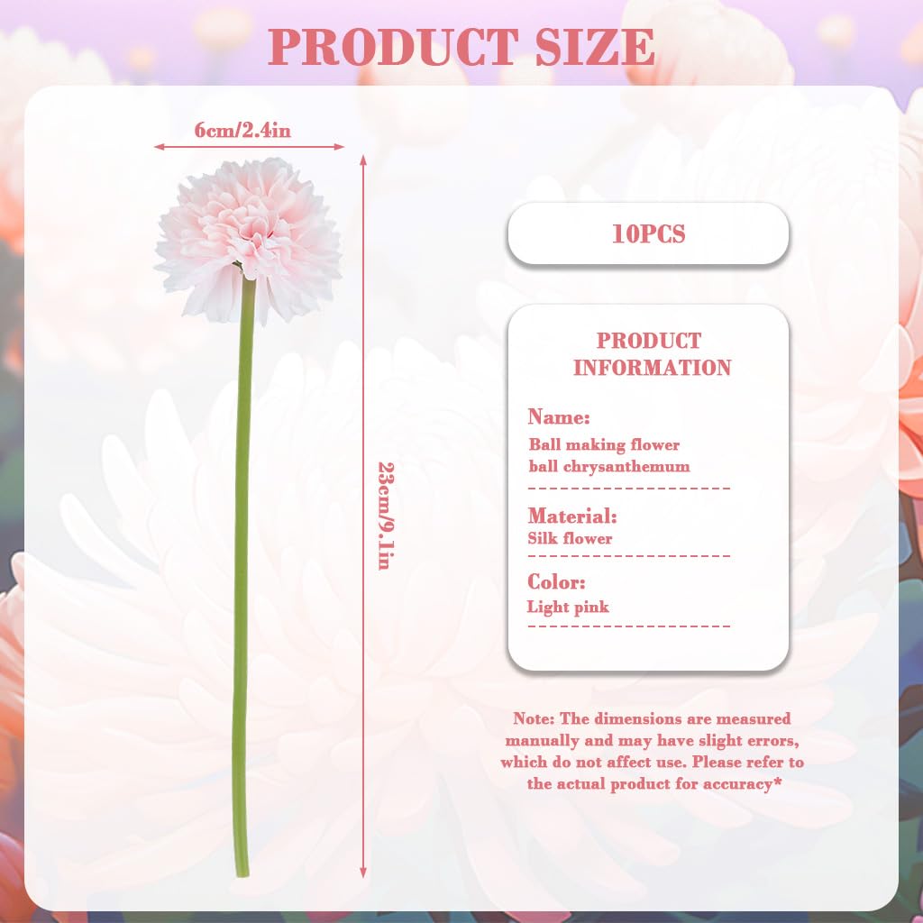 HASTHIP Artificial Chrysanthemum Flowers for Table Decor featuring 10pcs 9in Pink Fabric Bouquet