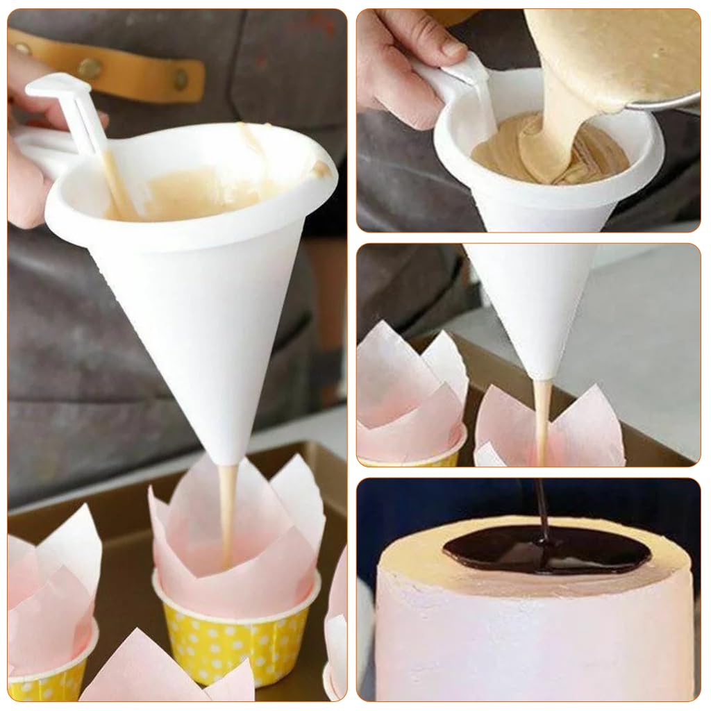 HASTHIP Adjustable Funnel for Baking and Icing featuring Press Button Flow Control | Food Grade Batter Dispenser for Pancakes Cupcakes and Muffins