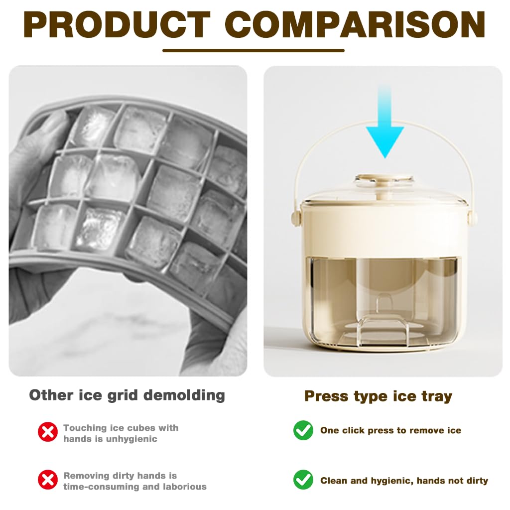HASTHIP Ice Making Mold for Parties with 40 Grid Double Layer Design and Easy Press Lid