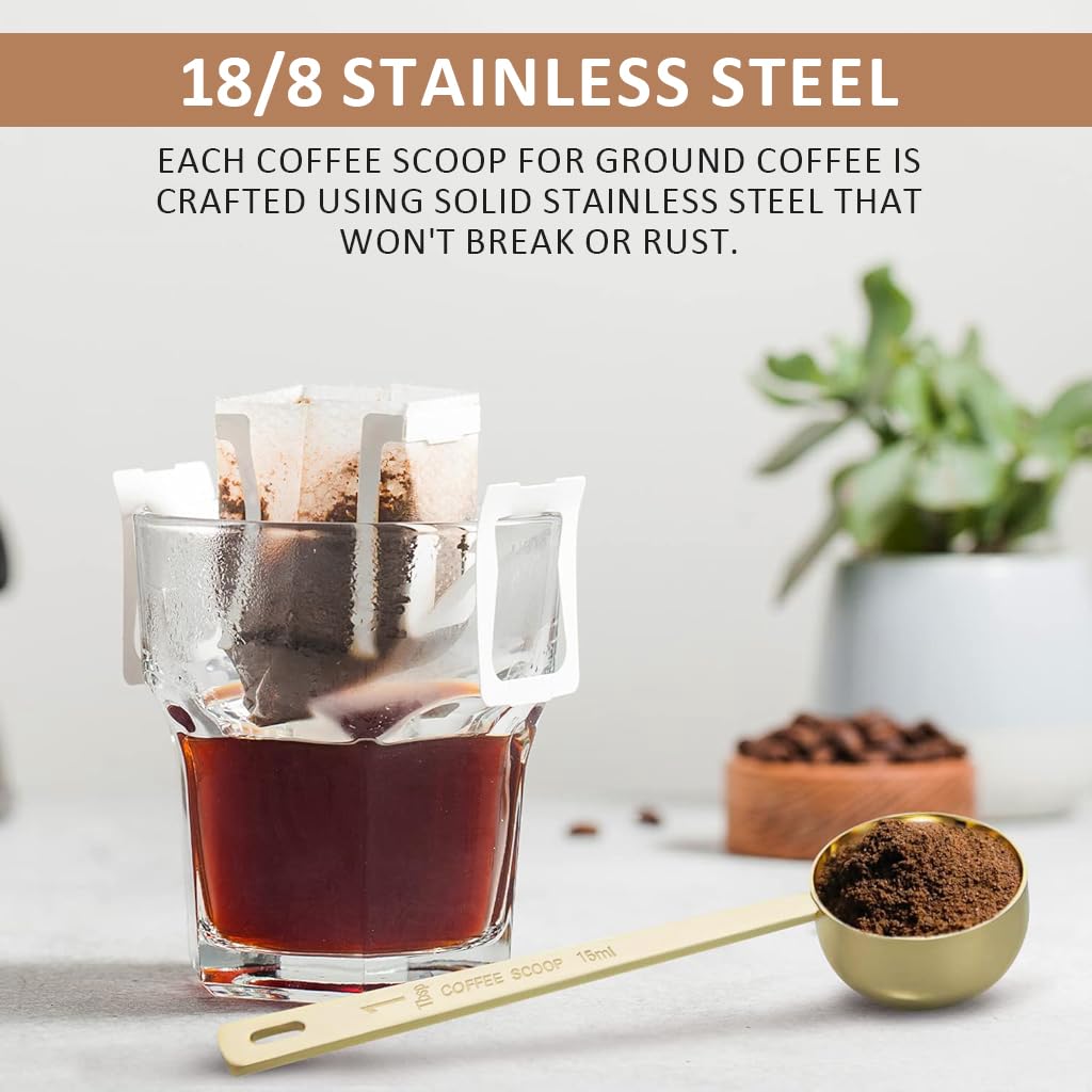HASTHIP® Juego de 2 Cucharas Medidoras de Café Acero Inoxidable,15ml/30ml,Cucharas con Mango Largo 6.1'' para Granos Café,Té,Azúcar Cocina y Horneado Resistentes y Fáciles