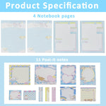 330 Sheets Kawaii Sticky Notes Set - Cute Cinnamoroll Themed, Cartoon Sticky Notes with Lined Letter Papers, 8 Packs Sticky Notes & 3 Sticky Tabs for Scrapbooking, School, Office Supplies