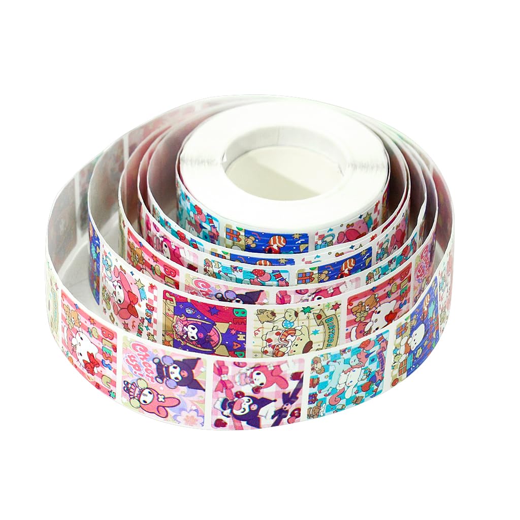 HASTHIP Sanrio Stickers Roll featuring 500 pcs and 8 Designs for DIY Decor | Kawaii Gifts