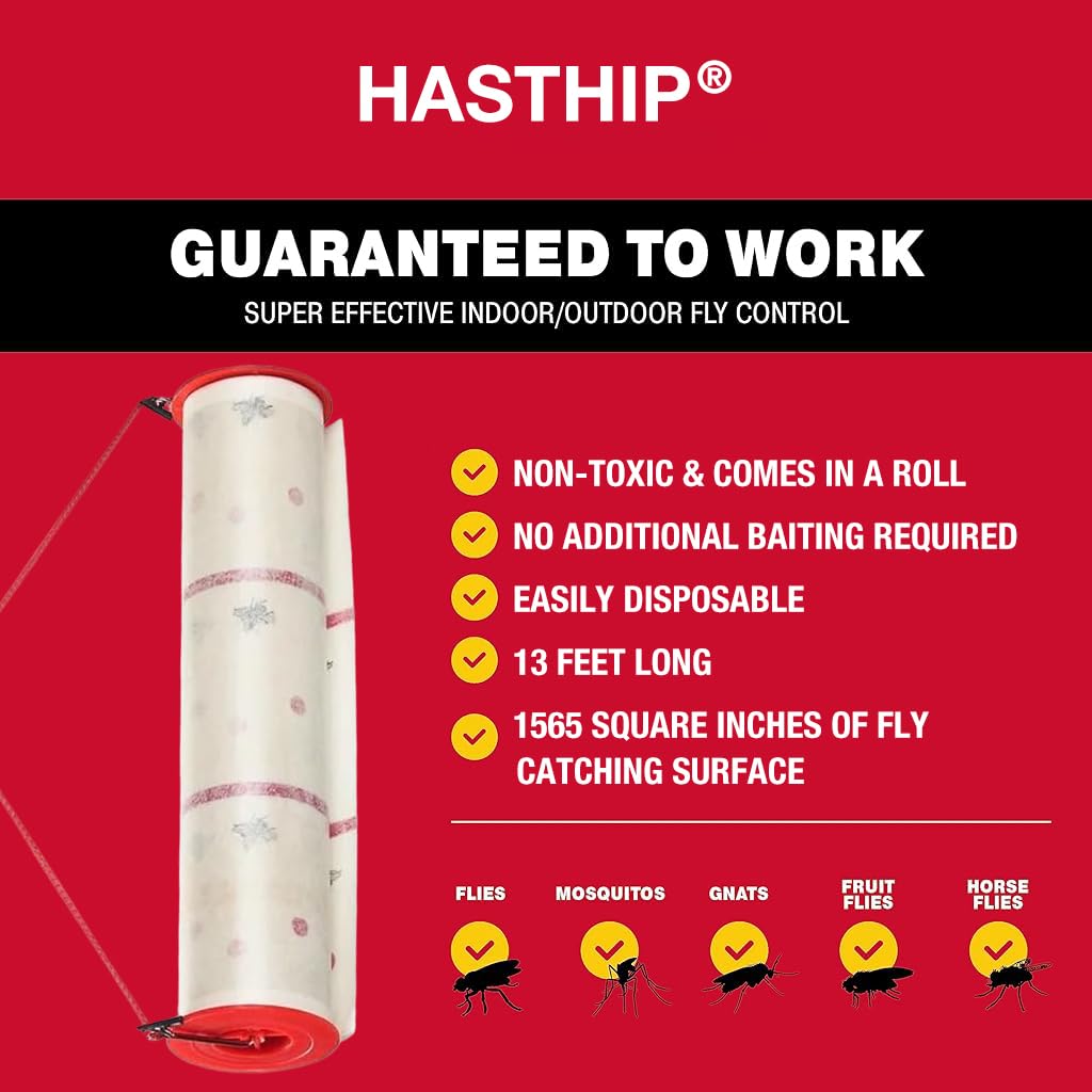 HASTHIP® Fly Trap Kit for Insects, Whiteflies, Aphids, Leaf Minor, Thriphs, Ultra sticky Trap Roll for Insect in garden & Farm for Indoor or Greenhouse Use, Hangable Fly Sticker Paper (4m*25cm)