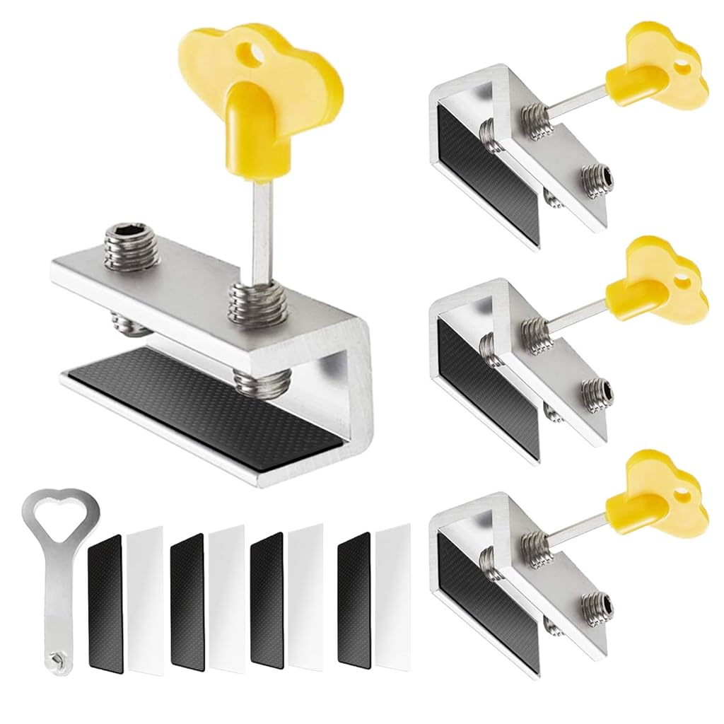 HASTHIP® 4 Juegos de Bloqueo para Ventanas Deslizantes con Llave,Cerradura de Seguridad para Niños,Tope Ajustable Aleación Aluminio Cierres Antirrobo y Anticaída Puertas y