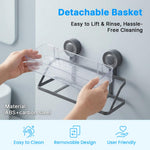 HASTHIP Suction Cup Bathroom Shelf, Large Capacity No-Drill Shower Organizer